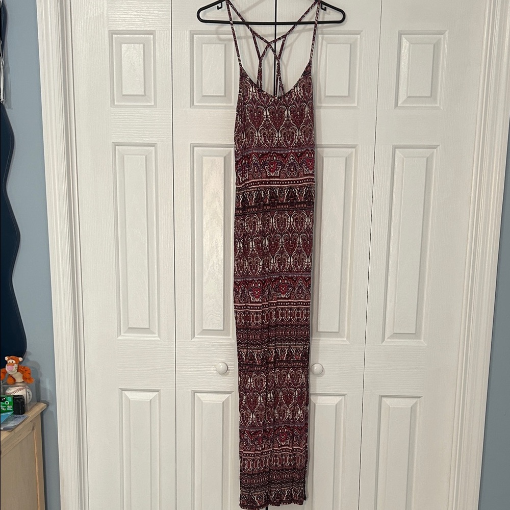 American Eagle Outfitters Burgundy Patterned Maxi Dress